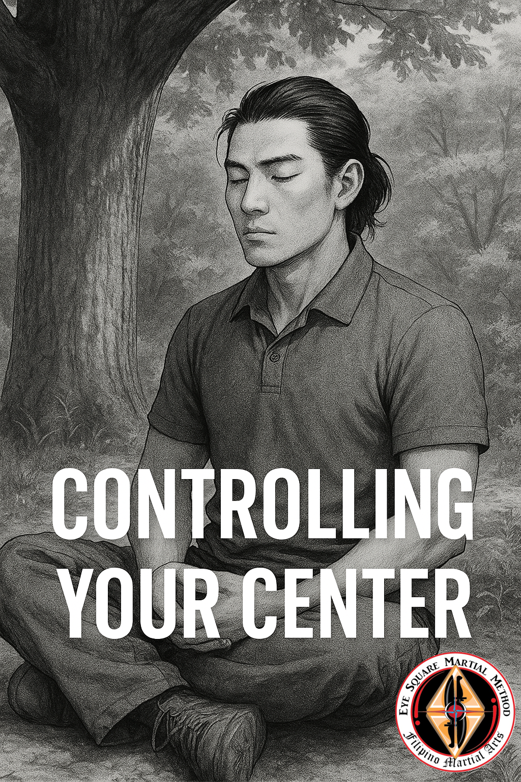Controlling your center, a picture of a man mediating under a tree.